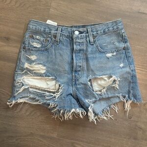 501 Levi’s Premium Distressed Denim Shorts